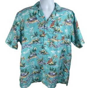 Uzzi Amphibous Men's Aloha Tropical print Camp Shirt, Medium